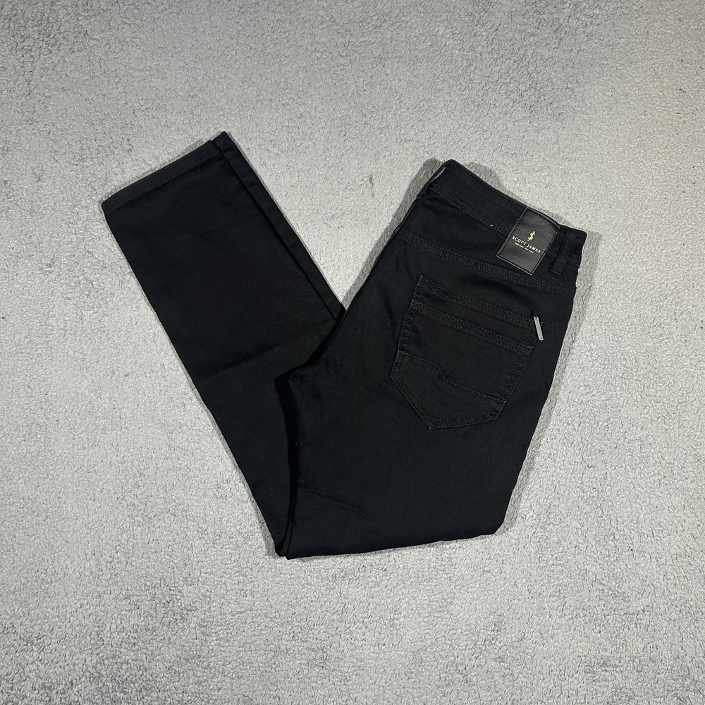Scott James Slim Fit Chino Pants Black Mens 32x29 Tapered Cotton Blend
